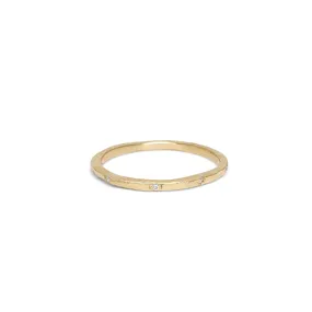 18K Gold Carved Skinny Band with Diamonds