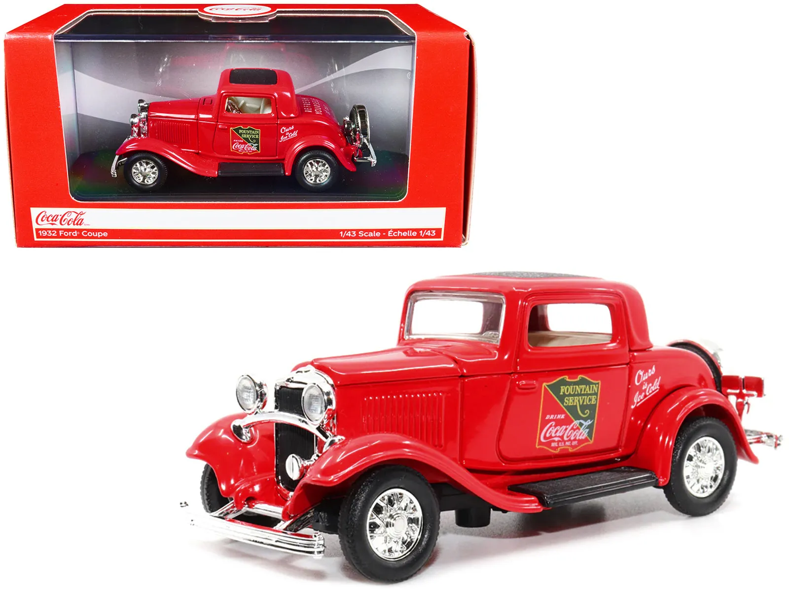 1932 Ford Coupe Coca-Cola Red with Black Top 1/43 Diecast Model Car by Motor City Classics