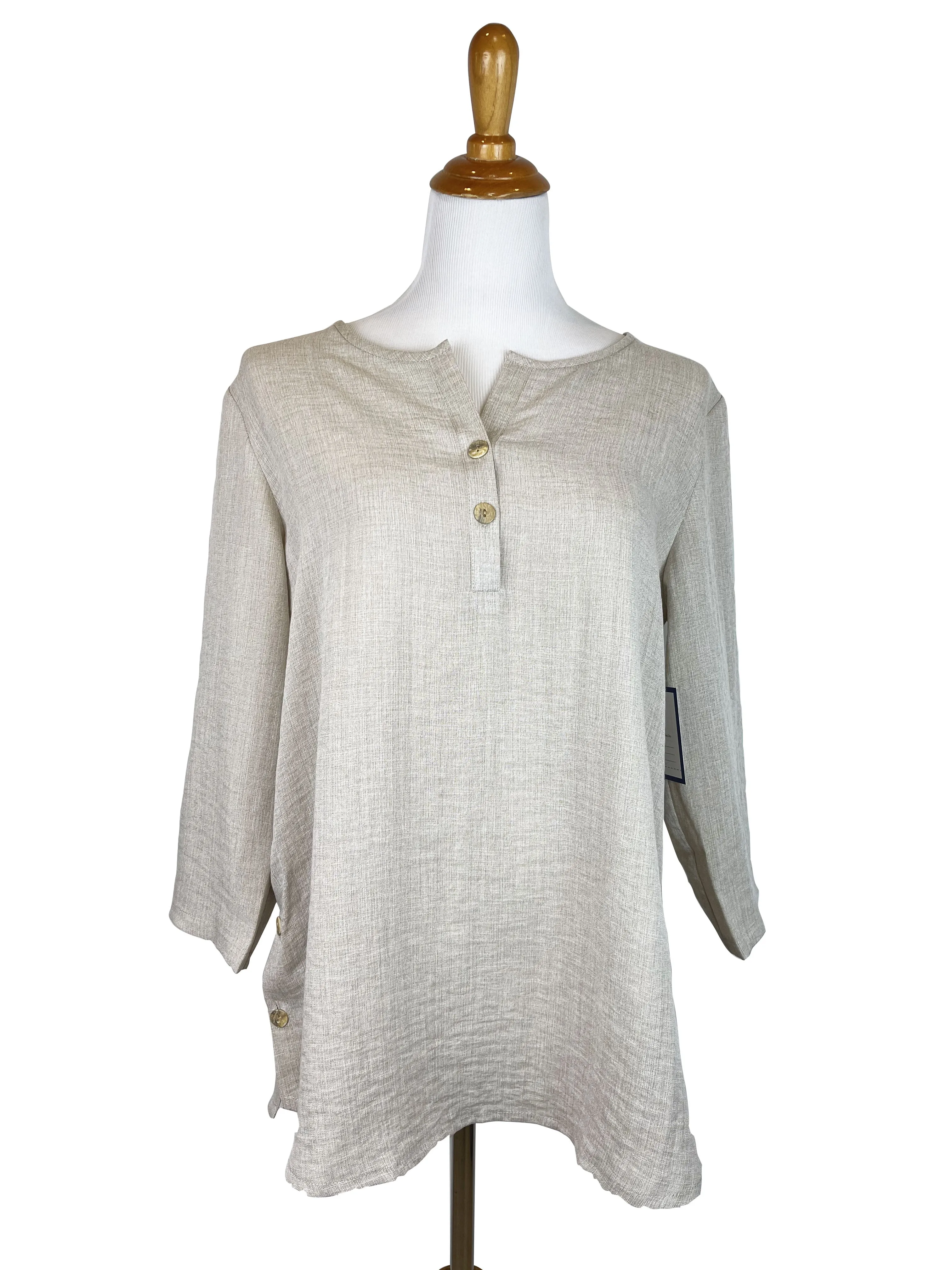 AA205 - Side-Button Linen Pullover