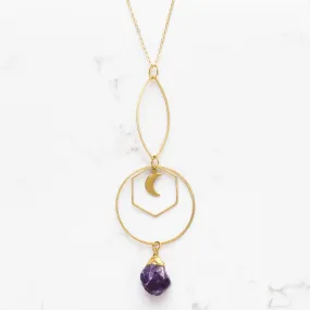 Amethyst Moon Shapes Necklace