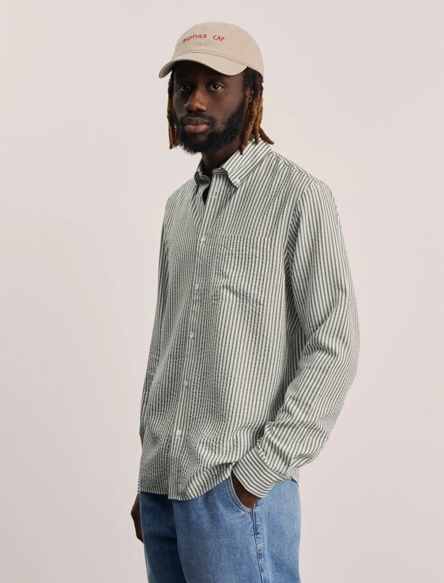 ANOTHER ASPECT Tencel L/S Shirt Evergreen/White