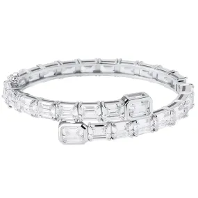 Baguette Bangle Bracelet in White Gold