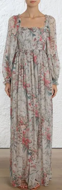 'Bayou' Shirred Long Dress