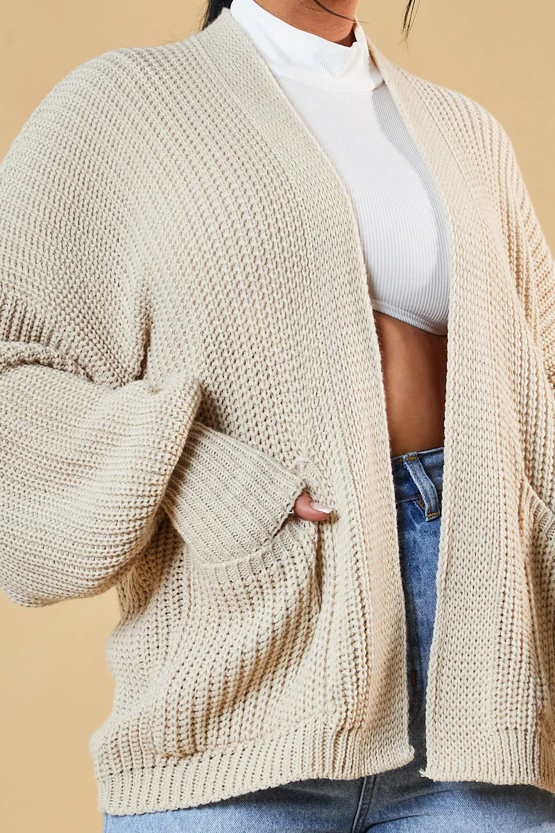 Beige Chunky Knit Slouchy Cardigan - Daisy