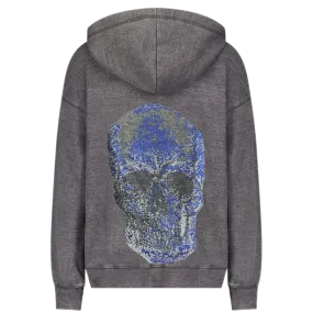 Big Skull Zip Up Grey Hoodie Sweatshirt