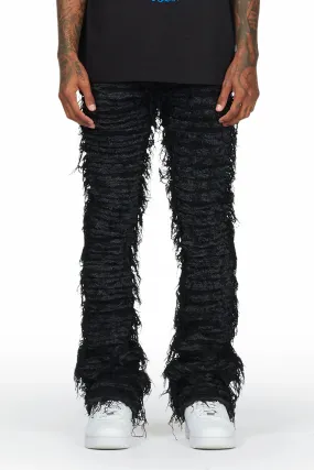 Bossko Jet Black Stacked Flare Jean