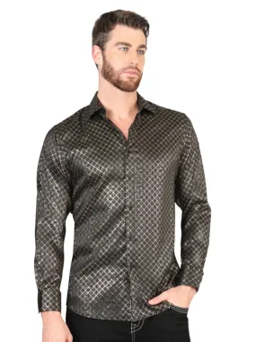 Camisa Casual Manga Larga Estampada Negro para Hombre 'El Señor de los Cielos' - ID: 44550