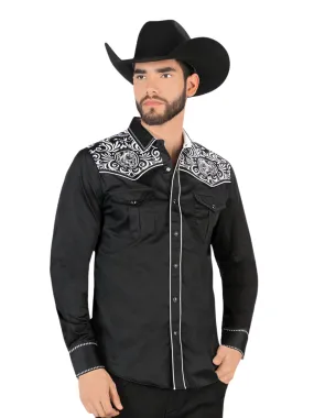 Camisa Vaquera Bordada Manga Larga para Hombre 'Montero' - ID: VA3540