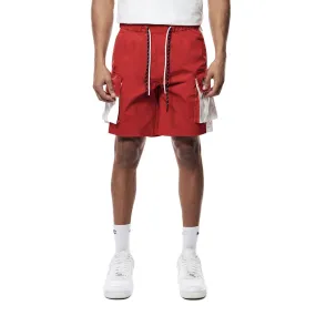 Color block Utility Windbreaker Shorts - Red