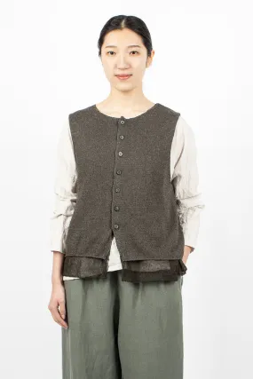 Double Layer Knit Vest Charcoal Khaki