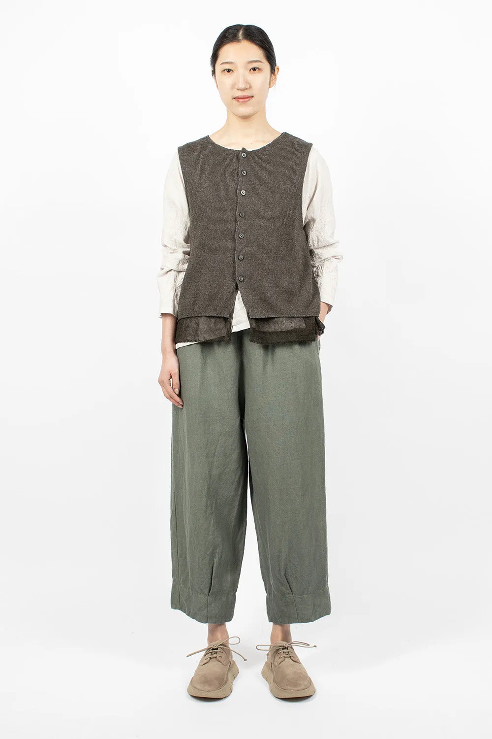 Double Layer Knit Vest Charcoal Khaki