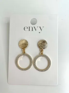 Envy Embellished Ring Earrings - Gold & Ivory