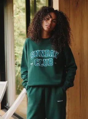 Forest Green Sunday Club Oversized Sweatshirt - Sunday