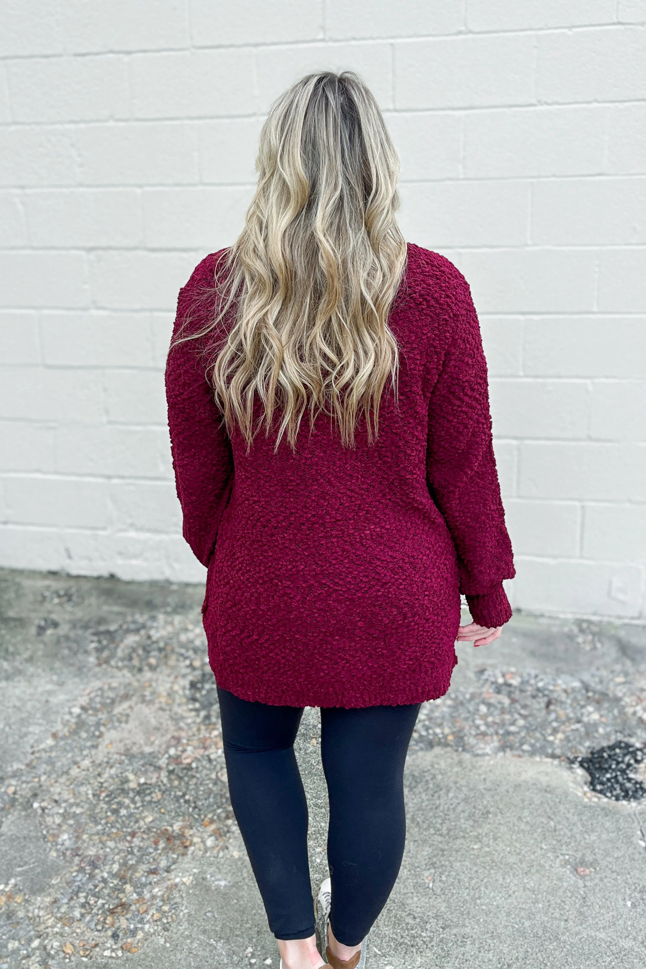 Gina Popcorn Cardigan, Dark Burgundy