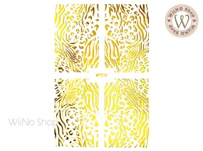 Gold Zebra Leopard Print Adhesive Nail Art Sticker - 1 pc (SP218)