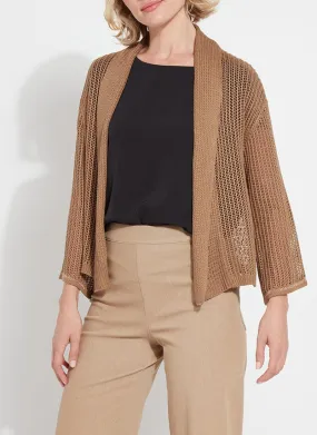 Harper Linen Mesh Cardigan in tanned by Lysse