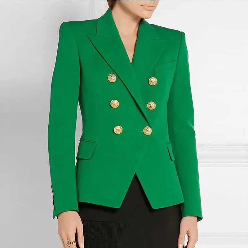 ICONIC EMERALD GREEN WITH GOLD BUTTON BLAZER