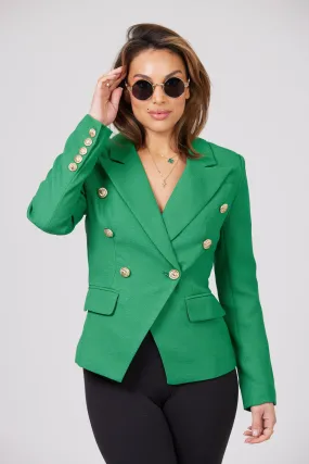 ICONIC EMERALD GREEN WITH GOLD BUTTON BLAZER