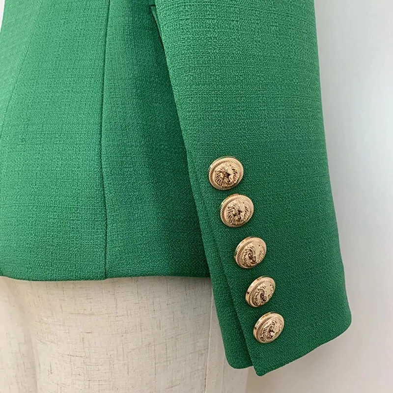 ICONIC EMERALD GREEN WITH GOLD BUTTON BLAZER