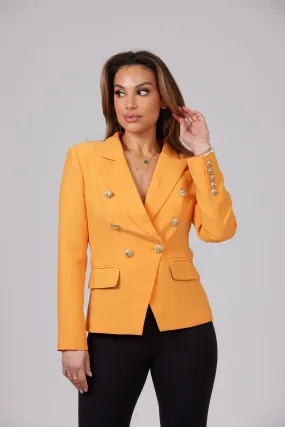 ICONIC ORANGE WITH GOLD BUTTON BLAZER