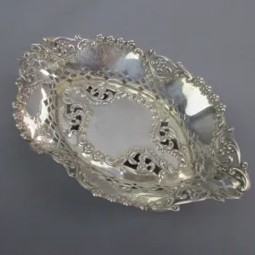 John Edward Wilmot Art Nouveau Scrolled Finish Sterling Silver Bon Bon Dish 1904