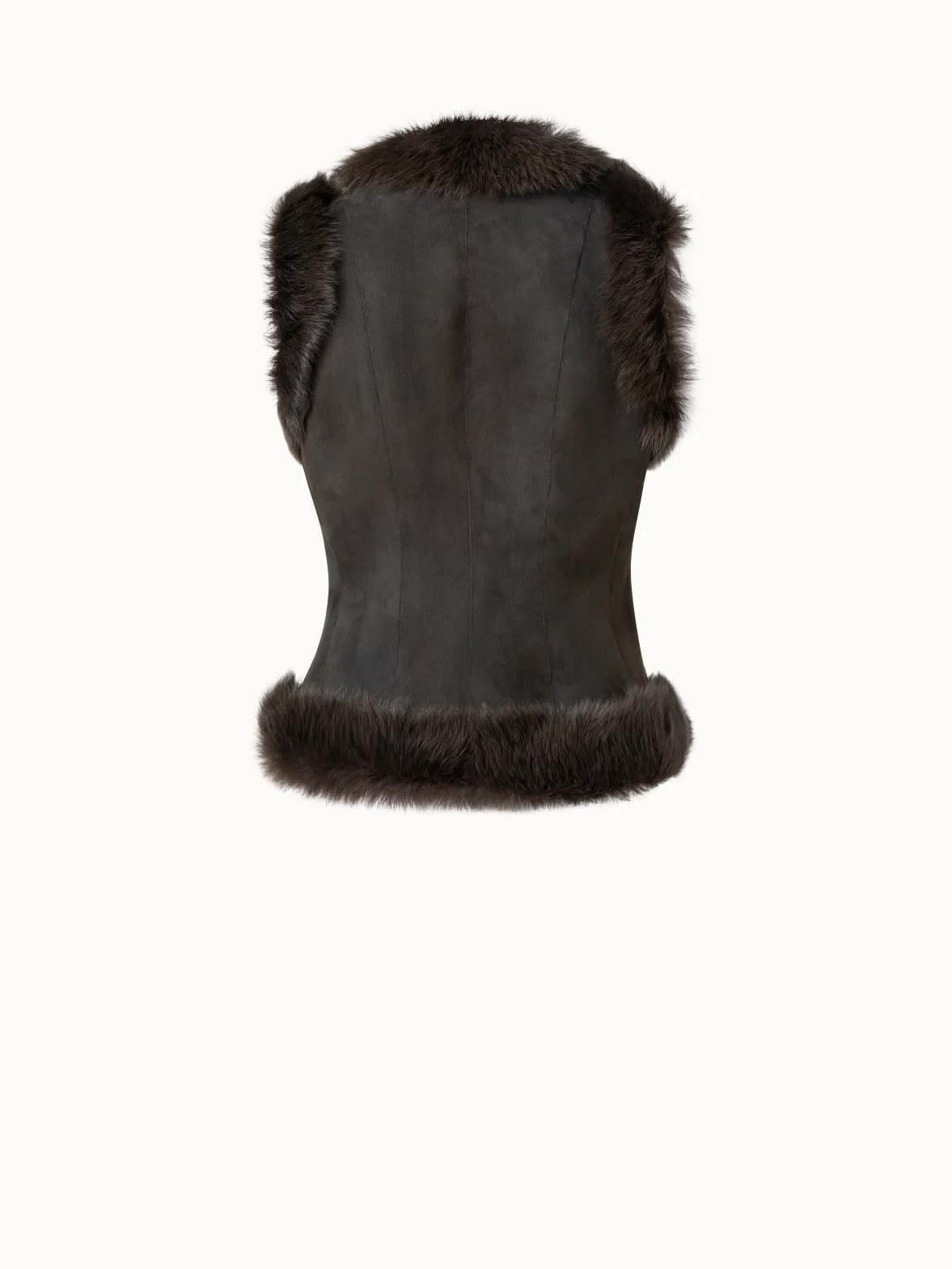 Kurze wendbare Shearling-Leder-Weste