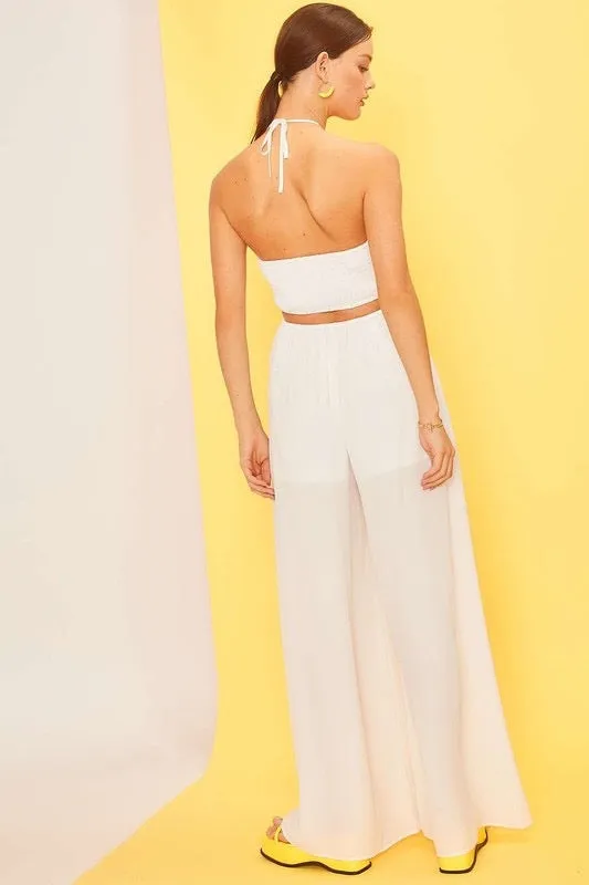 Lily Halter neck jumpsuit (White)