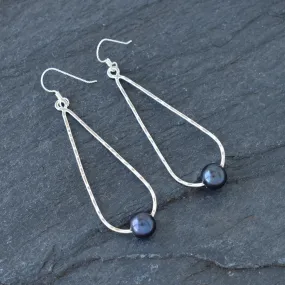 Long Teardrop Earrings with Pearls