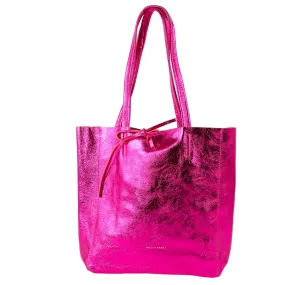 Maison Fanli - Leather Tote - Metallic Fuchsia