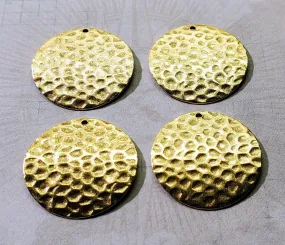 Matte Gold Ox Hammered Brass Charm Stampings (4) - GOBF3