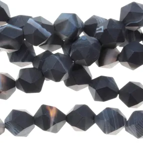 MATTE Sardonyx 10mm Star Cut Round - 15-16 Inch