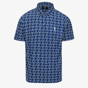 mens eastside golf printed snap placket s/s polo (true navy)