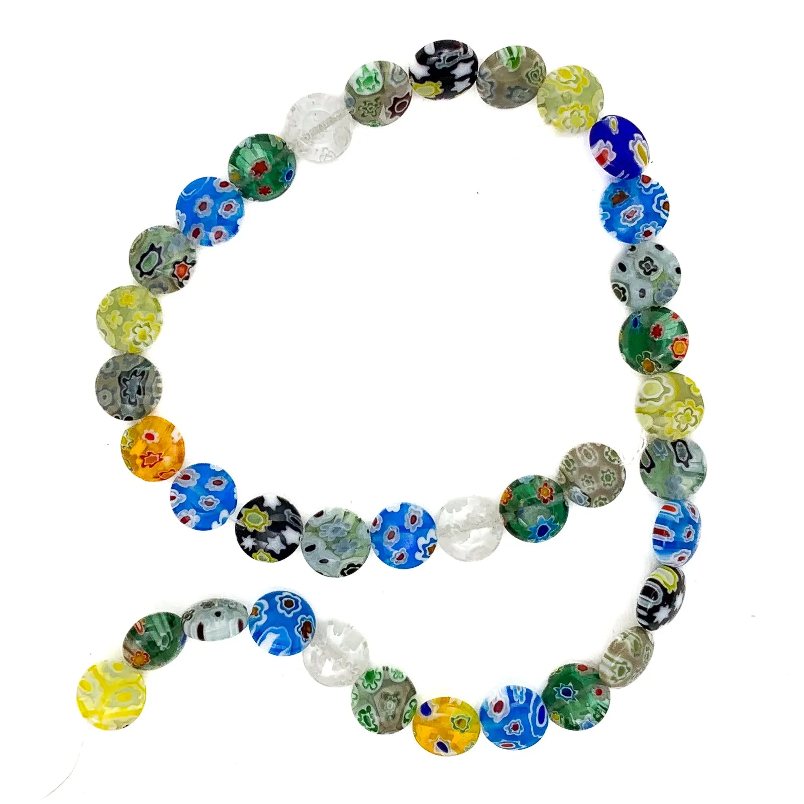 Millefiori 10mm Coin Glass Bead Strand