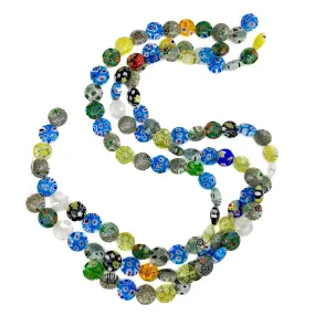 Millefiori 10mm Coin Glass Bead Strand