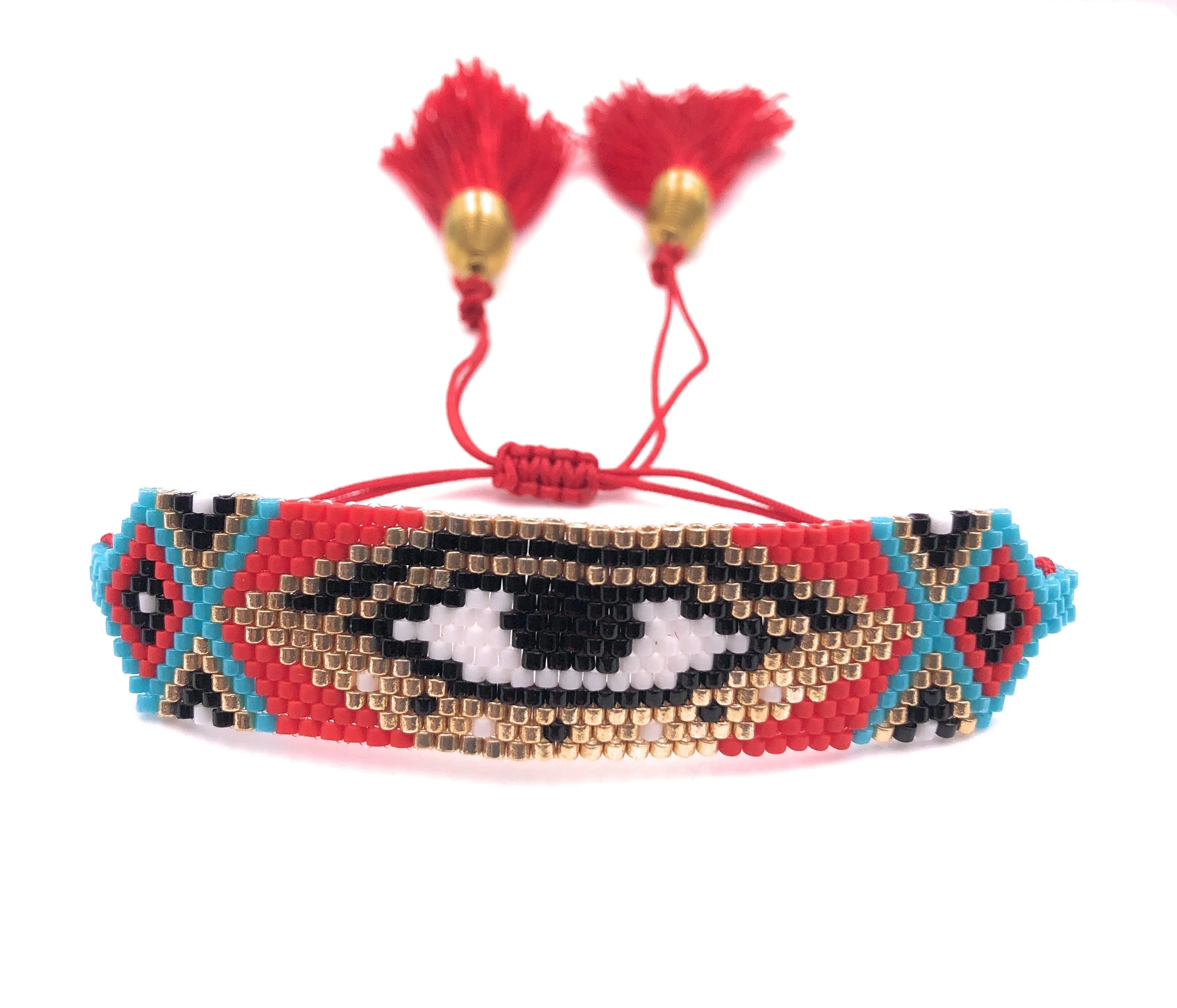 Miyuki Bracelet Evil Eye Red Tassel Bangle