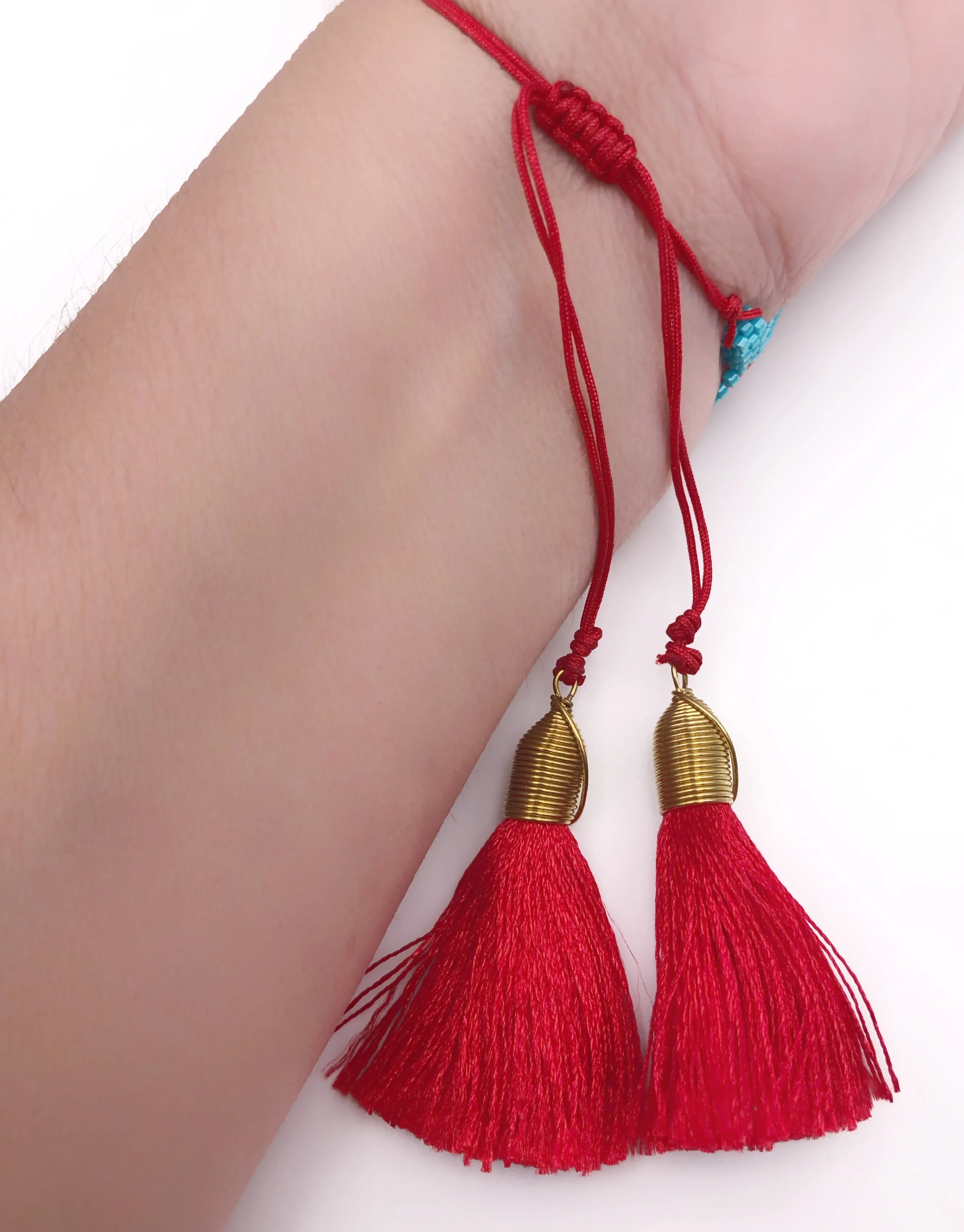 Miyuki Bracelet Evil Eye Red Tassel Bangle