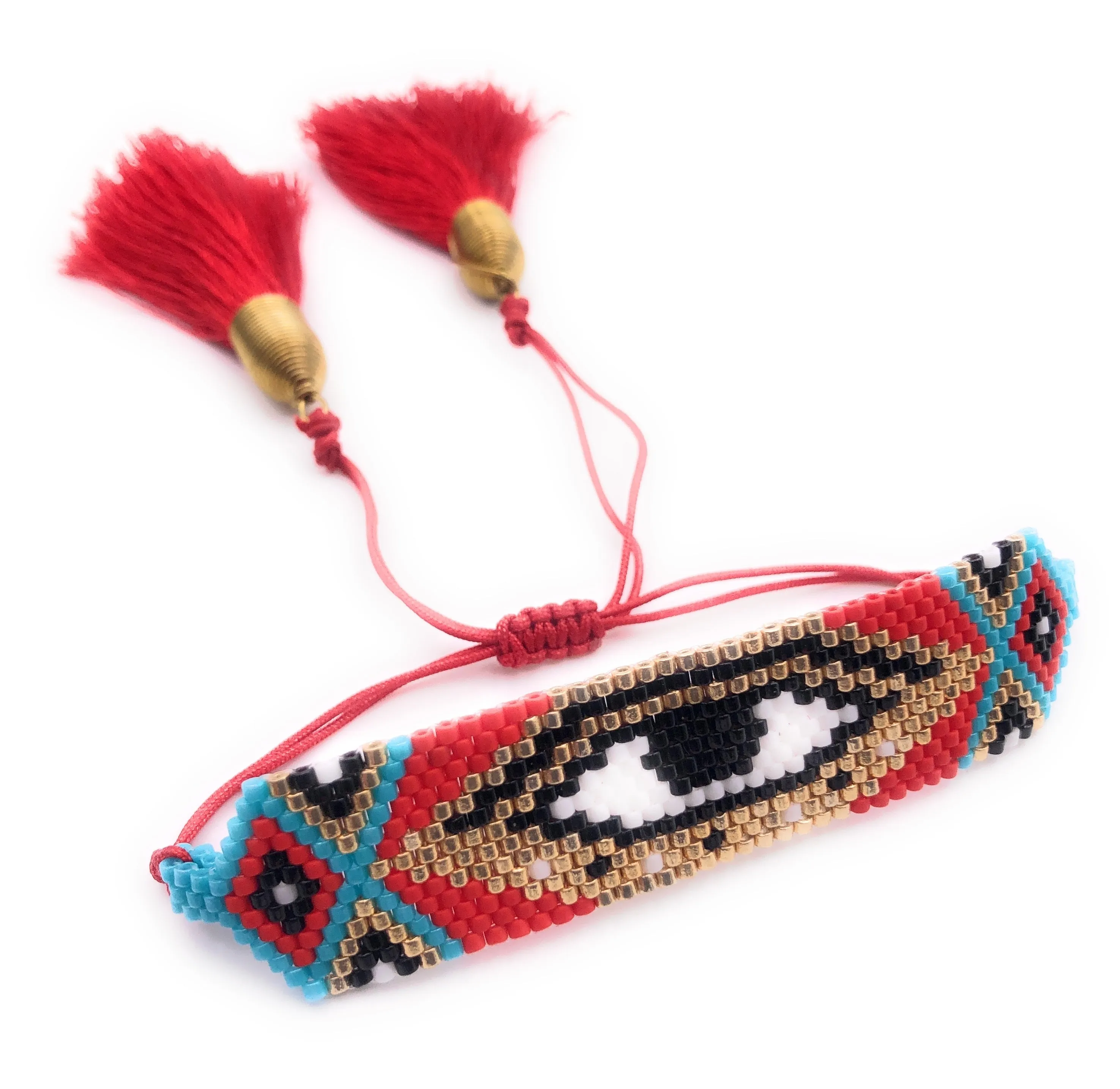 Miyuki Bracelet Evil Eye Red Tassel Bangle