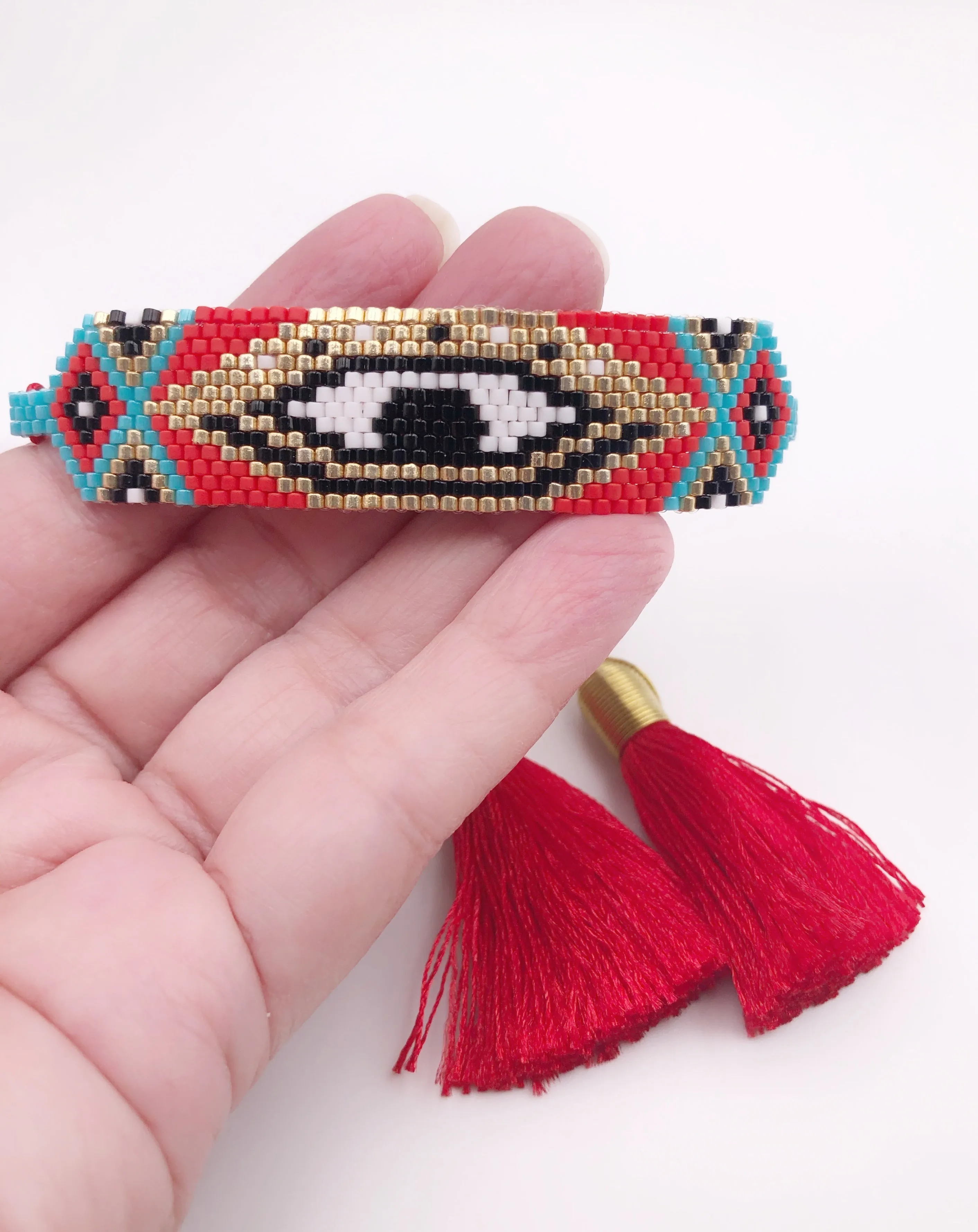 Miyuki Bracelet Evil Eye Red Tassel Bangle