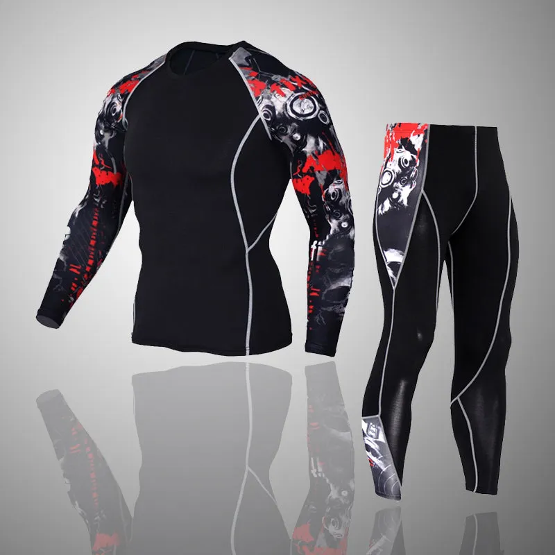 Motor City Madness Black Long Sleeve No Gi BJJ Compression Rash Guard & Leggings/Spats for Jiu Jitsu, MMA, Grappling and Wrestling Kit