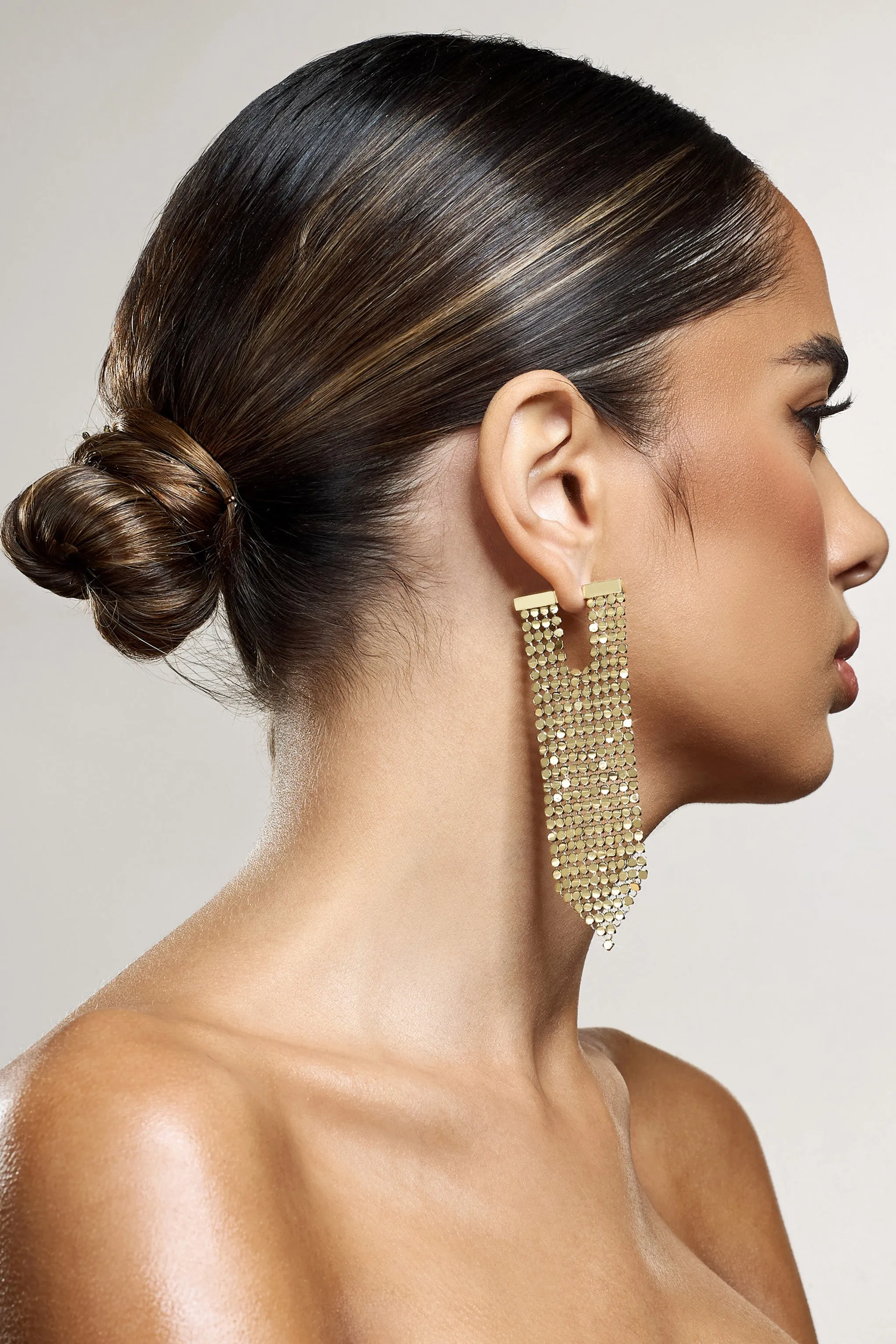 Navette | Gold Chainmail Earrings