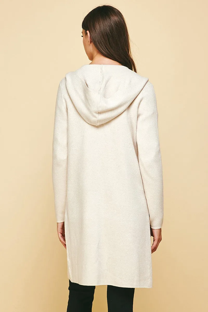 Open Hooded Cardigan in Cream