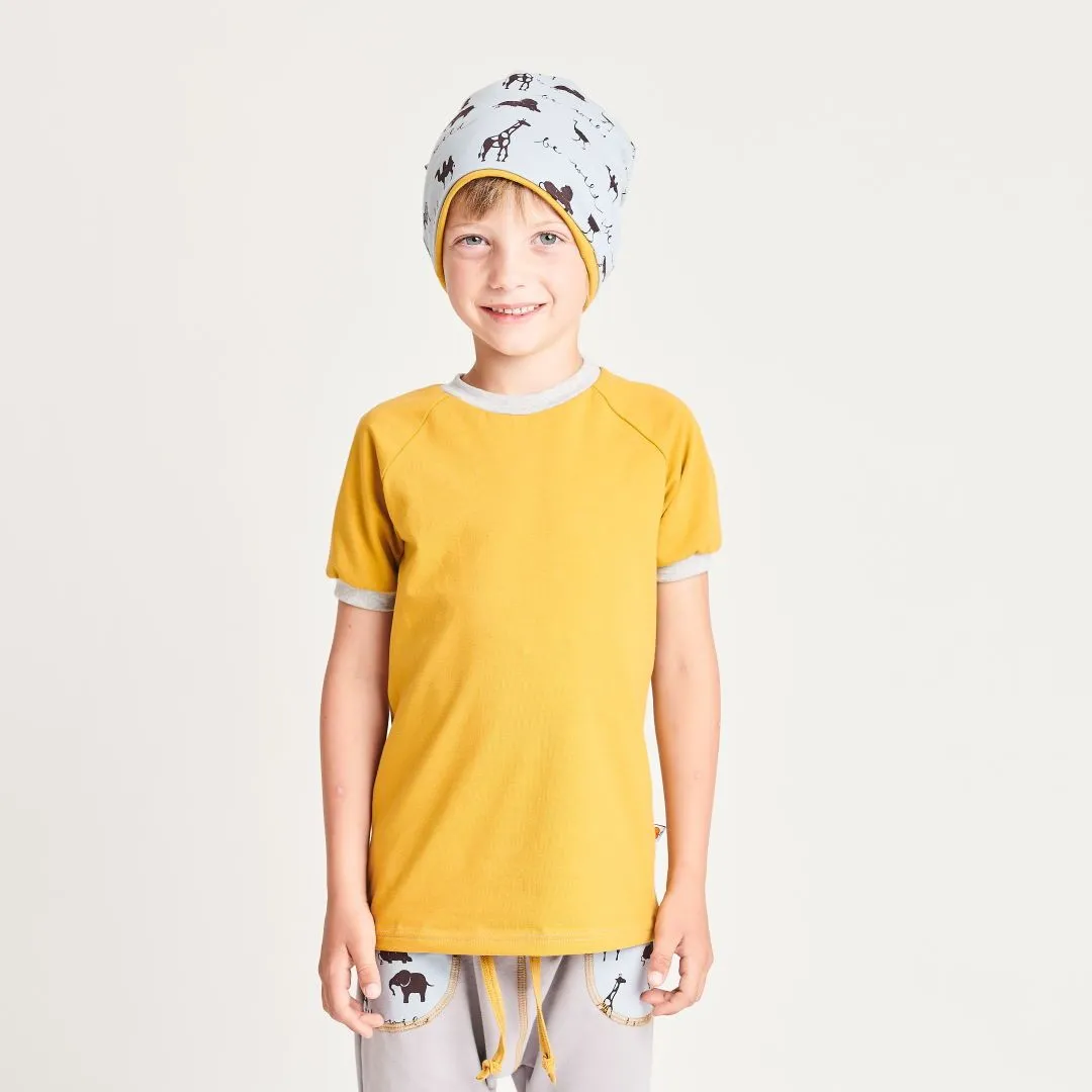 Organic cotton boys t-shirt "Ochre|Grey" made from 95% organic cotton and 5% elasthane