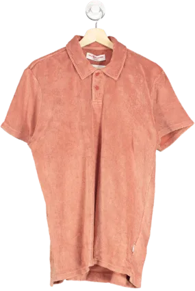 Orlebar Brown Orange Terry Towelling Polo Shirt UK M