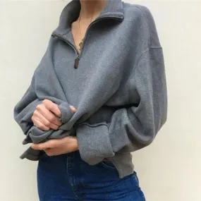 Oversized Polo Sweater Half Zip neck pullover Jumper