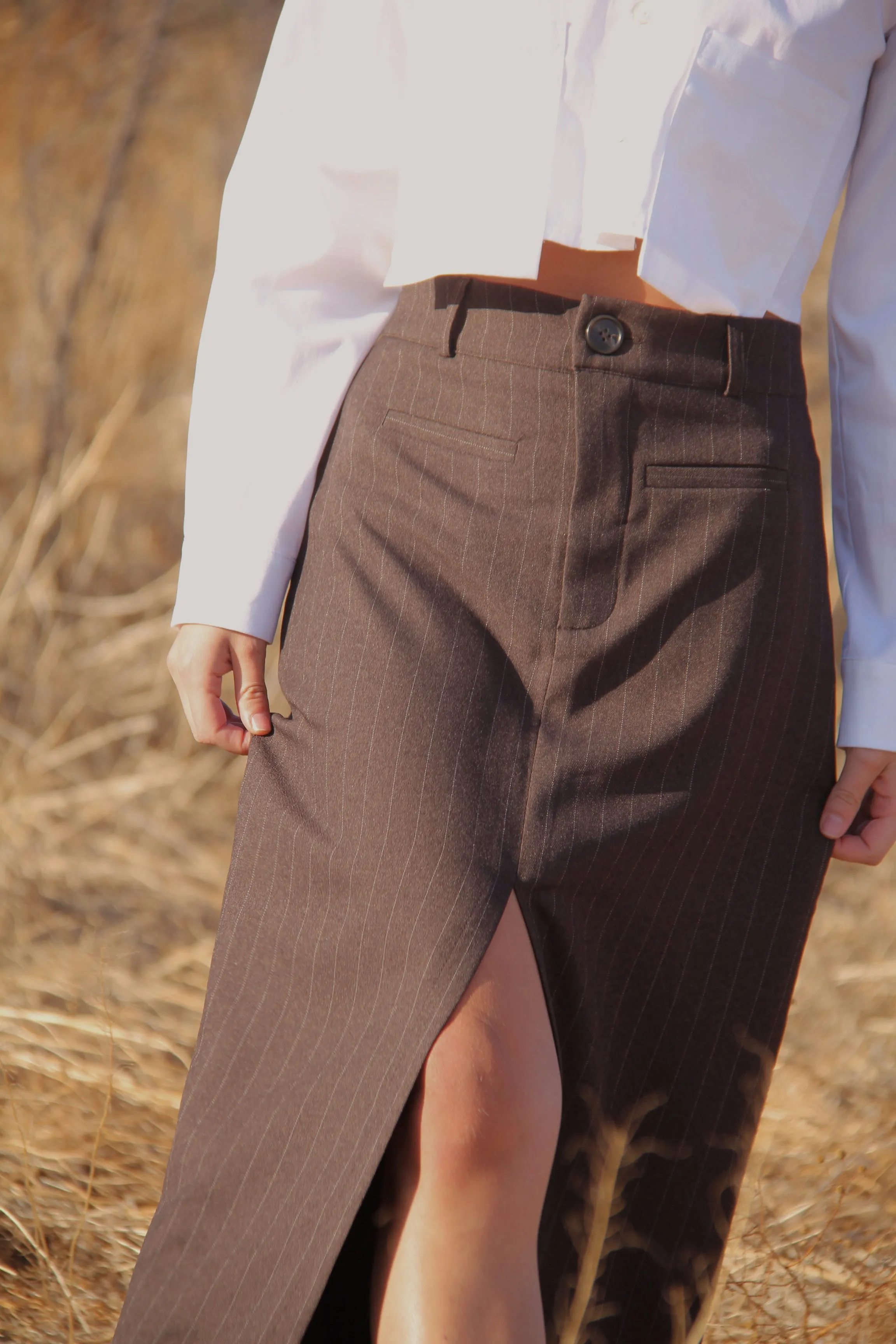 Pollera Larga Grey Stripes