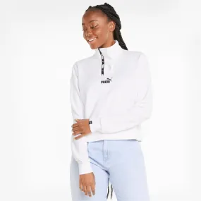 Puma women's sweatshirt with half buttoning Power Tape Crew 847124-02 white