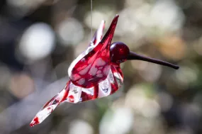 Red Glass Hummingbird with Infused Ash