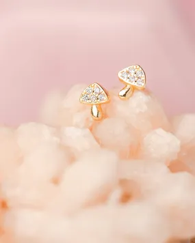 Space Mushroom CZ Stud Earrings