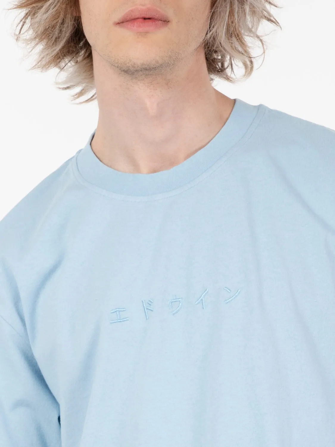 T-shirt Katakana embroidery TS placid blue