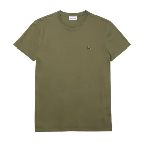 T-shirt Lacoste Girocollo Cotone Pima Verde Cachi